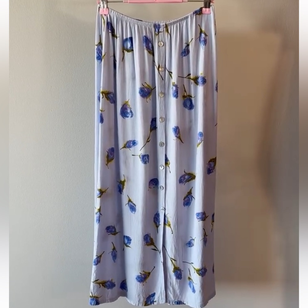 Floral Button-Down Maxi Skirt Vintage Size M